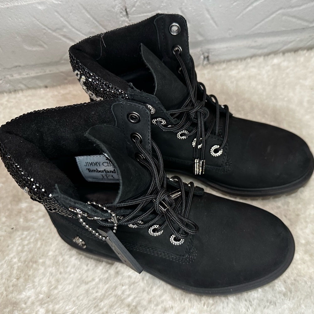 New JIMMY CHOO x Timberland embellished Swarovski boots Size 37 - Picture 3 of 15